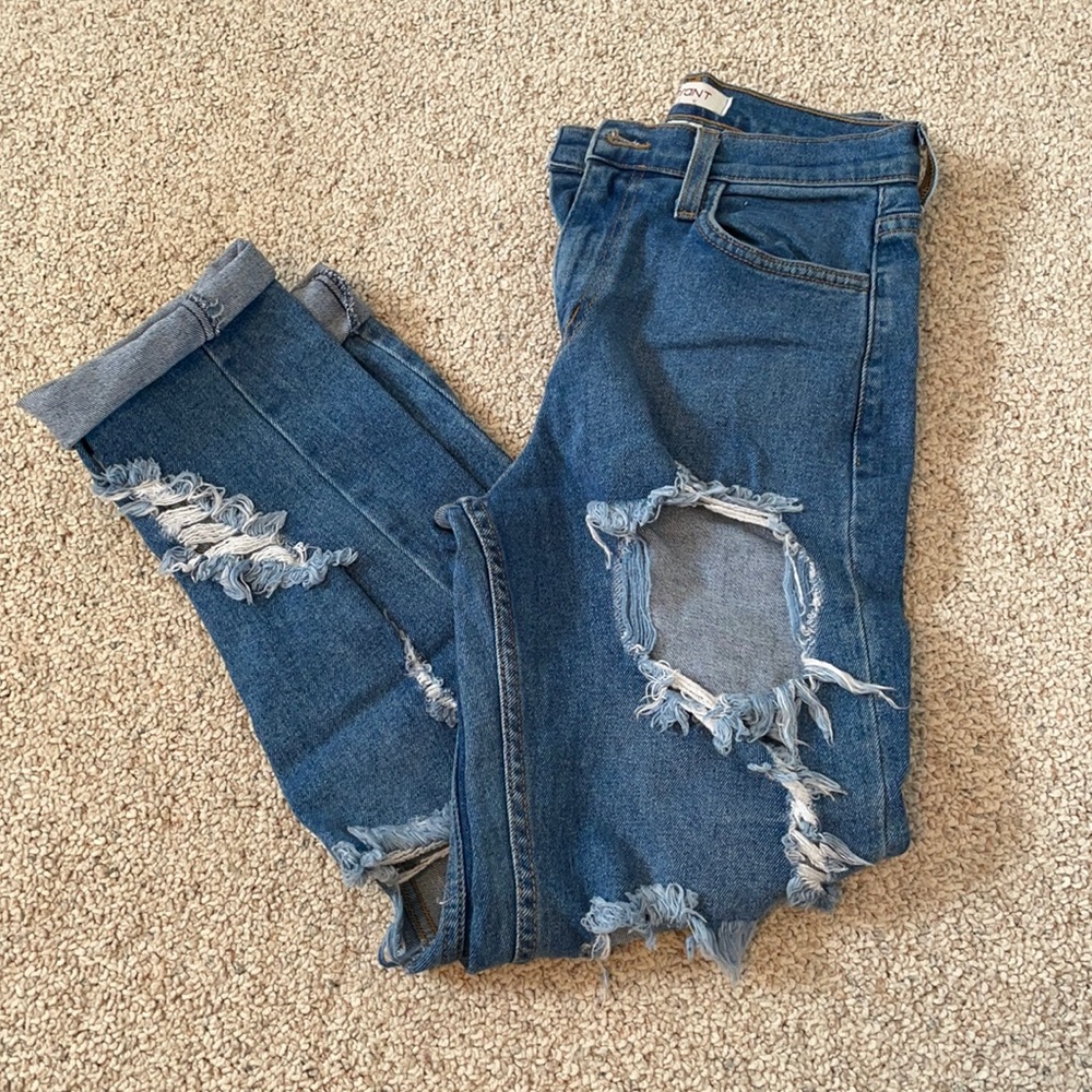 High Waisted Ripped Jeans.